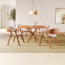 Conjunto Sala de Jantar Mesa Redondo 4 Cadeiras Madeira Maciça Luna Yescasa Bege Conjunto Sala de Jantar Mesa Redondo 4 Cadeiras Madeira Maciça Luna Yescasa Bege