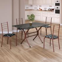 Conjunto Sala de Jantar Mesa Retangular 100x60cm Tampo Ardósia Indiana 4 Cadeiras Rio Conjunto Sala de Jantar Mesa Retangular 100x60cm Tampo Ardósia Indiana 4 Cadeiras Rio