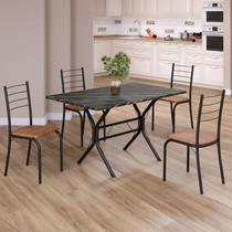 Conjunto Sala de Jantar Mesa Retangular 100x60cm Tampo Ardósia Indiana 4 Cadeiras Rio Conjunto Sala de Jantar Mesa Retangular 100x60cm Tampo Ardósia Indiana 4 Cadeiras Rio