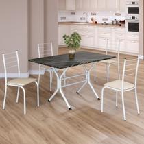 Conjunto Sala de Jantar Mesa Retangular 100x60cm Tampo Ardósia Indiana 4 Cadeiras Rio Conjunto Sala de Jantar Mesa Retangular 100x60cm Tampo Ardósia Indiana 4 Cadeiras Rio
