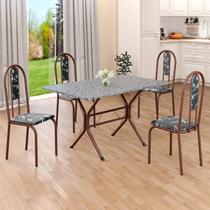 Conjunto Sala de Jantar Mesa Retangular 100x60cm Tampo Granito Ocre 4 Cadeiras Linda Yescasa