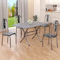 Conjunto Sala de Jantar Mesa Retangular 100x60cm Tampo Granito Ocre 4 Cadeiras Linda Yescasa Conjunto Sala de Jantar Mesa Retangular 100x60cm Tampo Granito Ocre 4 Cadeiras Linda Yescasa