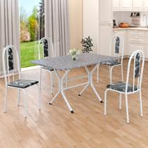 Conjunto Sala de Jantar Mesa Retangular 100x60cm Tampo Granito Ocre 4 Cadeiras Linda Yescasa