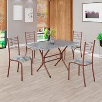 Conjunto Sala de Jantar Mesa Retangular 100x60cm Tampo Granito Ocre 4 Cadeiras Paraty Marrom/Paraopeba Conjunto Sala de Jantar Mesa Retangular 100x60cm Tampo Granito Ocre 4 Cadeiras Paraty Marrom/Paraopeba