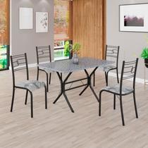 Conjunto Sala de Jantar Mesa Retangular 100x60cm Tampo Granito Ocre 4 Cadeiras Paraty