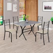 Conjunto Sala de Jantar Mesa Retangular 100x60cm Tampo Granito Ocre 4 Cadeiras Paraty Conjunto Sala de Jantar Mesa Retangular 100x60cm Tampo Granito Ocre 4 Cadeiras Paraty