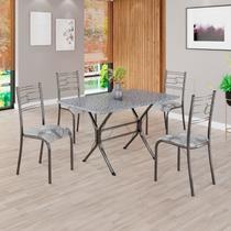 Conjunto Sala de Jantar Mesa Retangular 100x60cm Tampo Granito Ocre 4 Cadeiras Paraty