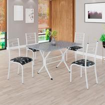 Conjunto Sala de Jantar Mesa Retangular 100x60cm Tampo Granito Ocre 4 Cadeiras Paraty