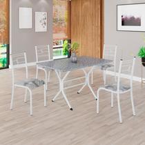 Conjunto Sala de Jantar Mesa Retangular 100x60cm Tampo Granito Ocre 4 Cadeiras Paraty