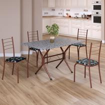 Conjunto Sala de Jantar Mesa Retangular 100x60cm Tampo Granito Ocre 4 Cadeiras Rio