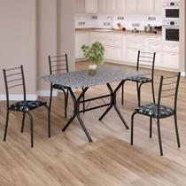 Conjunto Sala de Jantar Mesa Retangular 100x60cm Tampo Granito Ocre 4 Cadeiras Rio