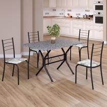 Conjunto Sala de Jantar Mesa Retangular 100x60cm Tampo Granito Ocre 4 Cadeiras Rio