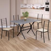 Conjunto Sala de Jantar Mesa Retangular 100x60cm Tampo Granito Ocre 4 Cadeiras Rio Conjunto Sala de Jantar Mesa Retangular 100x60cm Tampo Granito Ocre 4 Cadeiras Rio