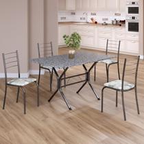 Conjunto Sala de Jantar Mesa Retangular 100x60cm Tampo Granito Ocre 4 Cadeiras Rio Conjunto Sala de Jantar Mesa Retangular 100x60cm Tampo Granito Ocre 4 Cadeiras Rio