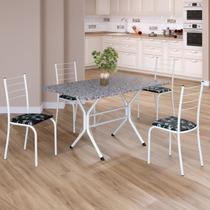 Conjunto Sala de Jantar Mesa Retangular 100x60cm Tampo Granito Ocre 4 Cadeiras Rio