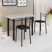 Conjunto Sala de Jantar Mesa Retangular 100x60cm Tampo Granito Topázio 2 Banquetas Maragogi Yescasa