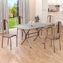 Conjunto Sala de Jantar Mesa Retangular 100x60cm Tampo Granito Topázio 4 Cadeiras Linda Yescasa Conjunto Sala de Jantar Mesa Retangular 100x60cm Tampo Granito Topázio 4 Cadeiras Linda Yescasa