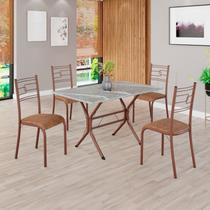 Conjunto Sala de Jantar Mesa Retangular 100x60cm Tampo Granito Topázio 4 Cadeiras Paraty