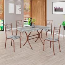 Conjunto Sala de Jantar Mesa Retangular 100x60cm Tampo Granito Topázio 4 Cadeiras Paraty