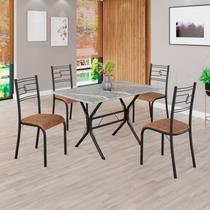 Conjunto Sala de Jantar Mesa Retangular 100x60cm Tampo Granito Topázio 4 Cadeiras Paraty Conjunto Sala de Jantar Mesa Retangular 100x60cm Tampo Granito Topázio 4 Cadeiras Paraty