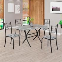 Conjunto Sala de Jantar Mesa Retangular 100x60cm Tampo Granito Topázio 4 Cadeiras Paraty