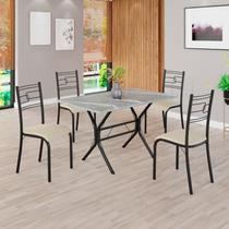 Conjunto Sala de Jantar Mesa Retangular 100x60cm Tampo Granito Topázio 4 Cadeiras Paraty