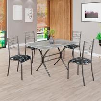 Conjunto Sala de Jantar Mesa Retangular 100x60cm Tampo Granito Topázio 4 Cadeiras Paraty