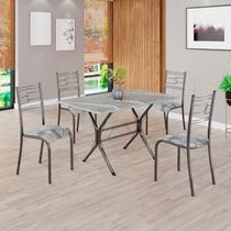 Conjunto Sala de Jantar Mesa Retangular 100x60cm Tampo Granito Topázio 4 Cadeiras Paraty Conjunto Sala de Jantar Mesa Retangular 100x60cm Tampo Granito Topázio 4 Cadeiras Paraty