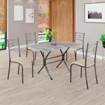 Conjunto Sala de Jantar Mesa Retangular 100x60cm Tampo Granito Topázio 4 Cadeiras Paraty