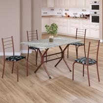Conjunto Sala de Jantar Mesa Retangular 100x60cm Tampo Granito Topázio 4 Cadeiras Rio