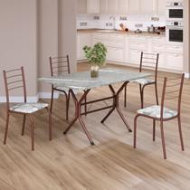 Conjunto Sala de Jantar Mesa Retangular 100x60cm Tampo Granito Topázio 4 Cadeiras Rio Conjunto Sala de Jantar Mesa Retangular 100x60cm Tampo Granito Topázio 4 Cadeiras Rio