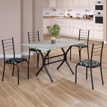 Conjunto Sala de Jantar Mesa Retangular 100x60cm Tampo Granito Topázio 4 Cadeiras Rio
