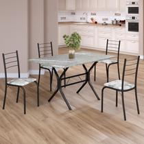 Conjunto Sala de Jantar Mesa Retangular 100x60cm Tampo Granito Topázio 4 Cadeiras Rio Conjunto Sala de Jantar Mesa Retangular 100x60cm Tampo Granito Topázio 4 Cadeiras Rio