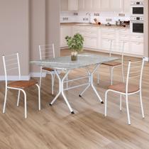 Conjunto Sala de Jantar Mesa Retangular 100x60cm Tampo Granito Topázio 4 Cadeiras Rio