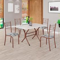 Conjunto Sala de Jantar Mesa Retangular 100x60cm Tampo Madeira Mdp 4 Cadeiras Paraty
