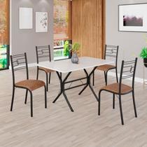 Conjunto Sala de Jantar Mesa Retangular 100x60cm Tampo Madeira Mdp 4 Cadeiras Paraty