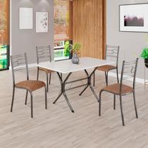 Conjunto Sala de Jantar Mesa Retangular 100x60cm Tampo Madeira Mdp 4 Cadeiras Paraty