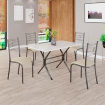 Conjunto Sala de Jantar Mesa Retangular 100x60cm Tampo Madeira Mdp 4 Cadeiras Paraty
