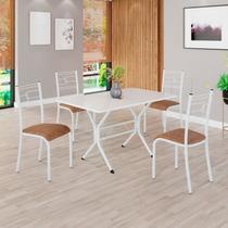 Conjunto Sala de Jantar Mesa Retangular 100x60cm Tampo Madeira Mdp 4 Cadeiras Paraty