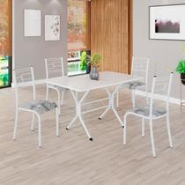 Conjunto Sala de Jantar Mesa Retangular 100x60cm Tampo Madeira Mdp 4 Cadeiras Paraty