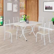 Conjunto Sala de Jantar Mesa Retangular 100x60cm Tampo Madeira Mdp 4 Cadeiras Paraty