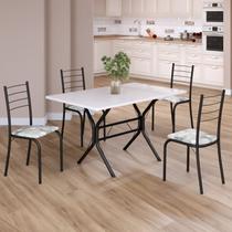 Conjunto Sala de Jantar Mesa Retangular 100x60cm Tampo Madeira Mdp 4 Cadeiras Rio Conjunto Sala de Jantar Mesa Retangular 100x60cm Tampo Madeira Mdp 4 Cadeiras Rio