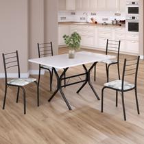 Conjunto Sala de Jantar Mesa Retangular 100x60cm Tampo Madeira Mdp 4 Cadeiras Rio