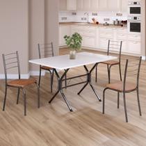 Conjunto Sala de Jantar Mesa Retangular 100x60cm Tampo Madeira Mdp 4 Cadeiras Rio