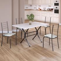 Conjunto Sala de Jantar Mesa Retangular 100x60cm Tampo Madeira Mdp 4 Cadeiras Rio