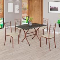 Conjunto Sala de Jantar Mesa Retangular 100x60cm Tampo Madeira Mdp Ardósia Indiana 4 Cadeiras Paraty