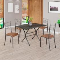 Conjunto Sala de Jantar Mesa Retangular 100x60cm Tampo Madeira Mdp Ardósia Indiana 4 Cadeiras Paraty Conjunto Sala de Jantar Mesa Retangular 100x60cm Tampo Madeira Mdp Ardósia Indiana 4 Cadeiras Paraty