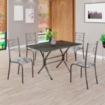 Conjunto Sala de Jantar Mesa Retangular 100x60cm Tampo Madeira Mdp Ardósia Indiana 4 Cadeiras Paraty