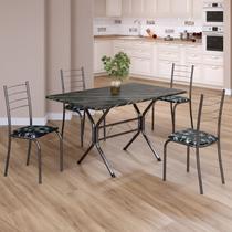 Conjunto Sala de Jantar Mesa Retangular 100x60cm Tampo Madeira Mdp Ardósia Indiana 4 Cadeiras Rio Conjunto Sala de Jantar Mesa Retangular 100x60cm Tampo Madeira Mdp Ardósia Indiana 4 Cadeiras Rio