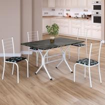 Conjunto Sala de Jantar Mesa Retangular 100x60cm Tampo Madeira Mdp Ardósia Indiana 4 Cadeiras Rio